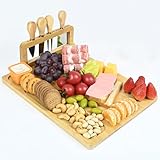 Käsebrett mit Käsemesser Set, Bambus Käseplatte, Das Charcuterie Board ist EIN Tolles Einweihungsgeschenk, Geburtstagsgeschenk für Käseliebhaber