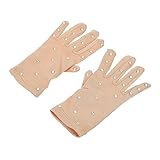 WOONEKY Eiskunstlauf Handschuhe mit Elastischem Faserstoff rutschfest Atmungsaktiv mit Funkelnden Strasssteinen Damen Performance Tanzhandschuhe für Figurenlauf und Festliche Anlässe