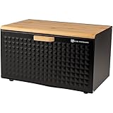 KARL HAUSMANN Brotkasten aus Stahl und Bambus-Deckel, Brotkorb für langanhaltende Frische, Geräumiger und moderner Brotbox, Schwarz