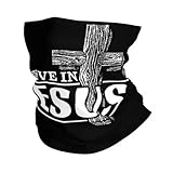 IEOIAEKI Winter-Stirnband, Halswärmer, Motiv: 'I Believe In Jesus Christus', für Herren, Wandern, Jagd, Schlauchschal, Christentum, Glaube, Gesicht, Bandana, Gamasche