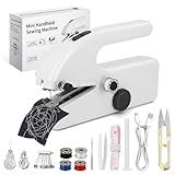 Mini Handnähmaschine Elektrisch – Tragbare Nähmaschine mit 2 Modi & Nähzubehör, Einfach zu Bedienen, Ideal für Anfänger & Schnelle Reparaturen an Kleidung und Stoffen (Weiß)