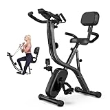 Faltbares Indoor-Fahrrad, Kompaktes, faltbares Heimtrainer-Fahrrad für zu Hause mit 10-stufigem, leisem Magnetwiderstand, 2,5 kg Schwungrad und 136 kg Tragkraft