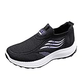 Sportschuhe Damen Fitnessstudio Leicht Strick Sneaker Sommer Bequem Atmungsaktiv Laufschuhe Elegant rutschfest Schulschuhe Weich Dicke Sohle Training Schuhe Outdoor Verschleißfest Trekking-Schuhe