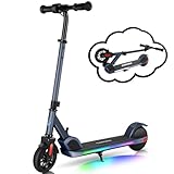 Caroma E35 Elektroroller für Kinder von 6-12 Jahren, Faltbarer E Roller Scooter mit Bunte Leuchten & LED-Anzeige, Einstellbare Geschwindigkeit und Höhe, Maximale 16km & 16km/h Blau