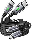 INIU 240W USB C Kabel, [2Pack 2m] PD Schnellladekabel USB C auf USB C, Nylon Geflochten Ladekabel USBC Ladegerät für iPhone 16 15 Pro Max Samsung Galaxy S25 S24 S23 Ultra Pixel 7 iPad Pro MacBook Air