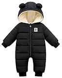 Baby Winter Overall mit Kapuze, Strampler Schneeanzug Jungen Mädchen Langarm Jumpsuit Warm Outfits Geschenk 0-3 Monate