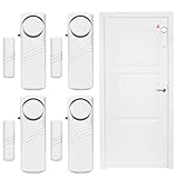 YOYIAG Fensteralarm Türalarm Selbstklebend Alarm: 4Pcs Mini Einbruchschutz mit Wireless Magnetsensor 90DB, Drahtlose Home Security Alarmanlage für Home Security Wohnmobil und Mehr