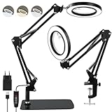 COVVY 10X Lupe mit Licht und Ständer, 3 Farbmodi Leuchte Lupe Lampe, LED Lupenleuchte für Hobbys, Lesearbeit Handwerk, Nähen, Senior