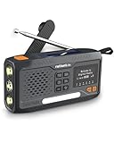 ration1 Kurbelradio DAB+, Outdoor Radio, Baustellenradio, tragbares Solar Radio mit Power Bank, Akku 2000 mAh, SOS-Funktion, Camping Licht, Bluetooth, USB zum Handy Laden, Notfallradio mit Handkurbel