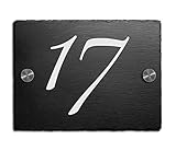 Premium Hausnummer aus einzigartigem Schiefer mit Gravur Zahlen und Ziffern Größe: 15x11 cm Schiefer Schild Hausnummern mit Abstandshaltern oder Silikon