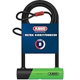 ABUS Bügelschloss 410K Ultra für Fahrrad und E-Scooter - handliches und robustes Fahrradschloss mit praktischer Halterung zum Transport - Fahrrad-Zubehör - Variante 150HB230, Grün + Cobra 10/120