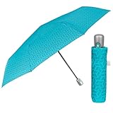 Regenschirm Damen Automatik Auf Zu mit 2 Farben - Frauen Taschenschirm Sturmfest Windischer - Reise Mini Regen Schirm Klein Taschenregenschirm - Durchmesser 98 cm - Perletti (Türkis Geometrisch)
