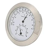 AOWINHIT Runde Thermometer -Hygrometer -Temperaturmesser für Geigengitarre, Legierungsrahmen, Kompakt und Tragbar, Gold, Geeignet für Instrumentenbegeisterte (Silber)
