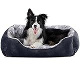 MIXJOY Großes Hundebett (76 x 61 cm), superweich, gemütlich, rechteckig, waschbar, Grau