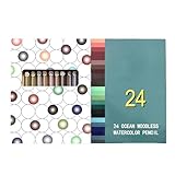Vynetra Holzlose Aquarellstifte für Künstler, Studenten, Malerei, Journaling, 24 Farben, wasserlösliche Buntstifte, 24 Stück