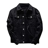 Jeansjacke Herren Western Cowboy Übergangsjacke Zerrissene Jeans Jacken Für Männer Herrenjacke Frühlingsjacke Umlegekragen Freizeitjacke Funktionsjacke Outerwear Kurzmantel Mit Vielen Taschen