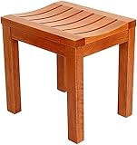 Duschsitzbank Badezimmer Spa Badhocker Holz Badezimmer Spa Bad Organizer Sitz perfekt für drinnen oder draußen (Größe: 42 x 34 x 36 cm)