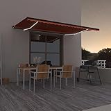 Balkon üBerdachung,Terrassen-Markisengelenkarmmarkise Einziehbar Mit Led 500x350 cm Orange Und Braunideal FüR Den Einsatz Im Freien, FüR TüRöFfnungen, Terrassen, Balkone