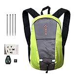 Fahrradrucksack Wasserdicht 15L, Sicherheitsrucksack mit LED-Signalanzeige und Fernbedienung, Fahrrad-Rucksack Damen Herren, Tagesrucksack für Radsport Camping Wandern Skifahren Outdoor Sports