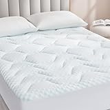 EHEYCIGA Gel Topper 180x200cm Boxspringbett, Matratzentopper 180x200cm Memory Foam, Kühlende Matratzen Topper mit extra tiefem Tasche, Weiß