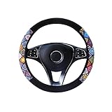 TAFACE Lenkradhülle, 1 Stück, Ethno-Stil, dekorativ, schweißabsorbierend und atmungsaktiv, geeignet für Frauen, ca. 38 cm, mehrfarbig