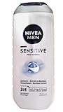NIVEA MEN Sensitive 3-in-1 Duschgel (1 x 250 ml), Herren Duschgel für empfindliche Haut, mildes Reinigungsmittel für Körper, Haare und Gesicht, Duschseife mit Bambusextrakt