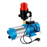 MEHOOSPVN Gartenpumpe Wasserpumpen Kreiselpumpe Hauswasserwerk Wasserpumpe IP44 Pump 4000 L/h mit Ablassventil, Druckschalter und Luftabdeckung, zur Bewässerung von Bauernhöfen, Teichen, Gärten, Hause