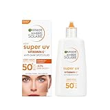 Garnier UV-Sonnenschutzfluid gegen dunkle Flecken, Sehr hoher Sonnenschutz mit LSF 50+, Unsichtbares Finish, Ambre Solaire Super UV Vitamin C Daily Fluid, 1 x 40 ml