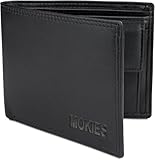 MOKIES Geldbörse Herren – RFID-Schutz – Slim & Flach – Portemonnaie mit Münzfach & 9 Kartenfächern – Hochwertige Herren-Geldbörse aus Echtleder – Perfekte Geschenkidee für Männer (Schwarz)