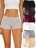 ALL OF SHE Boxershorts Damen Unterhosen Damen Baumwolle Unterwäsche Frauen 6er Set Reine Farbe Panties Bequem Hotpants Einfach Dehnbar Hipster Mehrpack L