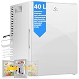 KESSER® Mini Kühlschrank 40L mit Glasfront Minibar ideal für Camping, Büro, Schlafzimmer, Hotel, Küche kleiner Kühlschrank komplett lautlos, wechselbarer Türanschlag, Innenbeleuchtung inkl. Glasöffner