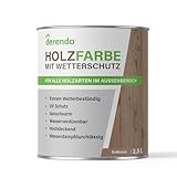 derendo Holzfarbe braun außen wetterfest Wetterschutzfarbe Holz 2,5l seidenglänzend Erdbraun Holzlack Außenbereich Holzschutzlasur hohe Deckkraft