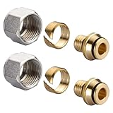 2 Stück Klemmverschraubung 16x2.2mm für Heizrohr und Verteiler, Klemmringverschraubung für Hahnblöcke und Fußbodenheizung 3/4 '' Eurokonus