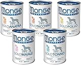 Monge Nassfutter in Dosen Monoprotein für Hunde 400 g - Packung mit 24 Dosen 24 x 400 g (400 g, Apfelkaninchen)