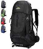 Doshwin 70L Trekkingrucksack Campingrucksack Reiserucksack Wanderrucksack Großer Rucksack für Damen Herren (Schwarz)