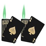 ZOYDP 2 Stücke Sturmfeuerzeug, Coole Feuerzeuge, Jetflamme, Jet Torch Feuerzeug, Card Shaped Lighter, Nachfüllbar Butan Kraftstoff Mit Währung-Detektor