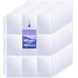 40 Stück Seitenschutz 9 Taschen, 720 Taschen Doppelseitige Kartenhalter-Seiten für Ein 3-Ringbuch, Kartenschutzblätter, Baseball-Kartenbinder, Passend für MTG, TCG, Baseball-Standardkarten