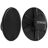 Ithyes Silikon Duschbürste,Körperbürste,Badebürste,Silicone Body Scrubber,Trockenbürste Körper,Peeling Bürste,Schaumt gut Leicht zu Reinigen Hygienischer Massagebürste Körper 1 Stück (Schwarz)