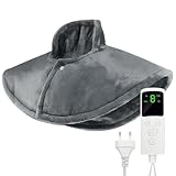 Heizkissen Nacken Schulter, Superweicher Flanell Wärmekissen Nacken, 9 Wärmestufen und 4 Zeitoptionen, Abnehmbares und Waschbares Schulterwärmer, Wärmekissen Nacken Schulter 34×57cm