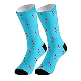 2026 - DIY benutzerdefinierte Socken mit Bild lustige Druck Foto Socken individuelle Neuheit Socken für Männer Frauen Kurzschaft Socken (Sky Blue, One Size)