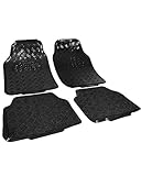 WOLTU Universal Auto Fußmatten 4-teilig Alu Chrom Optik Riffelblech Schwarz 7106