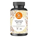 Vitamin D3 & K2 Depot – 5000 IE D3 + 100µg K2 (MK-7 99,7% All-Trans) pro Tablette – 180 Tabletten – hochdosiert, vegan – in Deutschland hergestellt und laborgeprüft.
