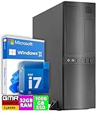 Office PC mit Intel i7 | 4.0GHz | 32 GB RAM | 1000 GB SSD | DVD±RW | WiFi 600 und Bluetooth 5 | USB3 | Windows 11 Pro | Multimedia Computer mit 3 Jahren Garantie!