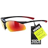uvex sportstyle 223 - Sportbrille für Damen und Herren - 100% UVA-, B, C Schutz - druckfreier Sitz & perfekter Halt - black/red - one size