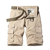 Jayyouu Herren Cargo Shorts Sommer lässig einfarbig Chino Shorts mehrere Taschen Reißverschlussleiste Kampf Arbeitsshorts