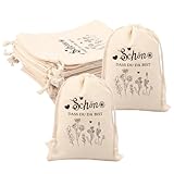 Gatphy 20 Stück Stoffbeutel mit Kordelzug, 13x18cm, kleine Leinen-Verpackungsbeutel für Hochzeit, Geburtstag, Erntedankfest (Schön DASS DU DA BIST)