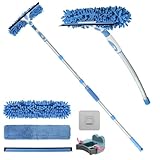 Fensterputzer Teleskop, 2-in-1 Fensterreiniger Set mit 7 Verlängerungsstangen, 105 Zoll Ausziehbarer Fensterwischer mit Biegbarem Kopf für Innen Und Außen Hohe Fenster Autoglas