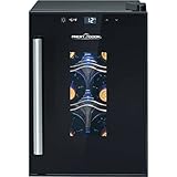 ProfiCook® Weinkühlschrank für 6 Flaschen, Getränkekühlschrank mit UV-beständiger Glastür, Weinkühler mit LED-Beleuchtung u. 3 Lagerebenen davon 2 herausnehmbar, Bereich: 11-18°C, 17L - PC-WK 1230