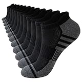 Stoeury Sneaker Socken Damen 35-38, 6 Paar Atmungsaktive kurze Sportsocken Laufsocken, Anti Schweiß Gepolsterte Baumwolle Sneakersocken, Schwarz