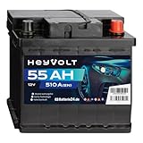 HeyVolt Autobatterie 12v 55Ah 510A Hochleistungs-Blei-Säure-Batterie, Langlebig, Kompatibel mit PKW